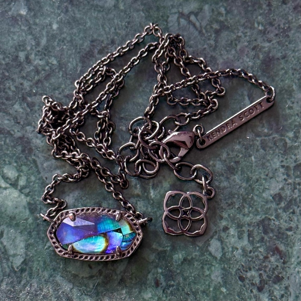 Kendra Scott Elisa Necklace Gunmetal Abalone